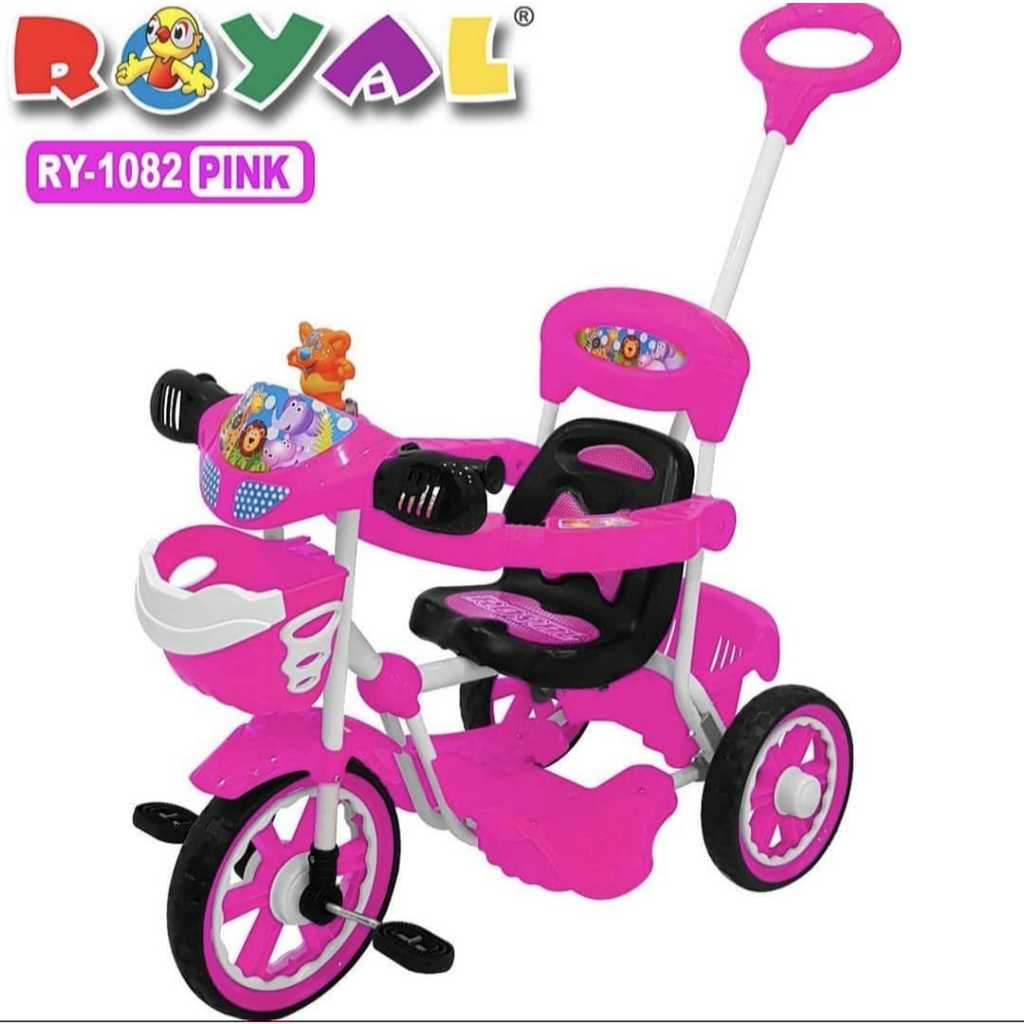 ROYAL Sepeda Anak Roda 3 RY 1082 Becak Anak + Mainan Tiger + Stiur Dorongan + Pengaman Anak Usia 3+