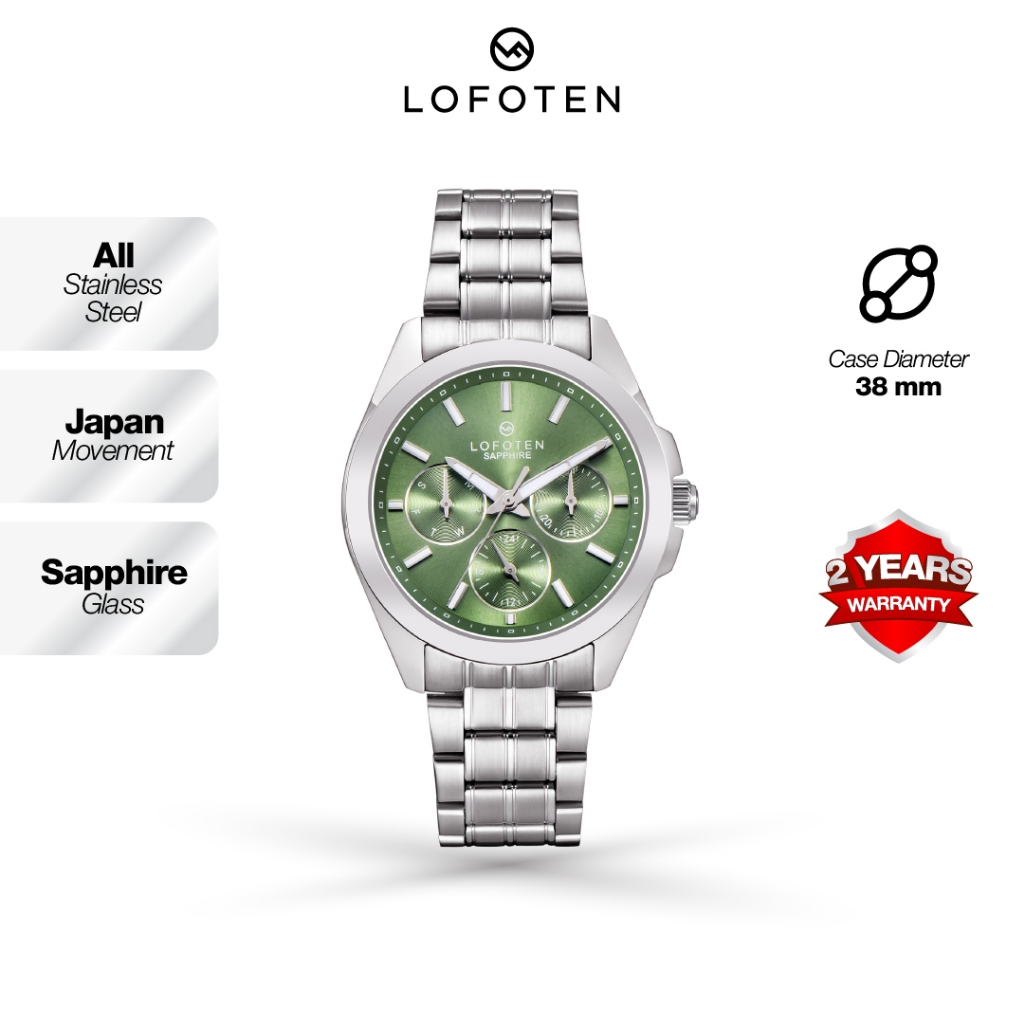 Jam Tangan Wanita Lofoten 2319 Fashion Formal Kasual Cewek Chrono Aktif Rantai Stainles Steel Sapphi