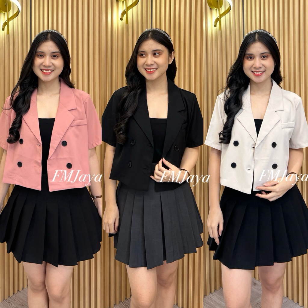 ATASAN BLAZER WANITA 9116-1 || BAJU LENGAN PENDEK WANITA || CASUAL BLAZER WANITA PREMIUM || ATASAN F