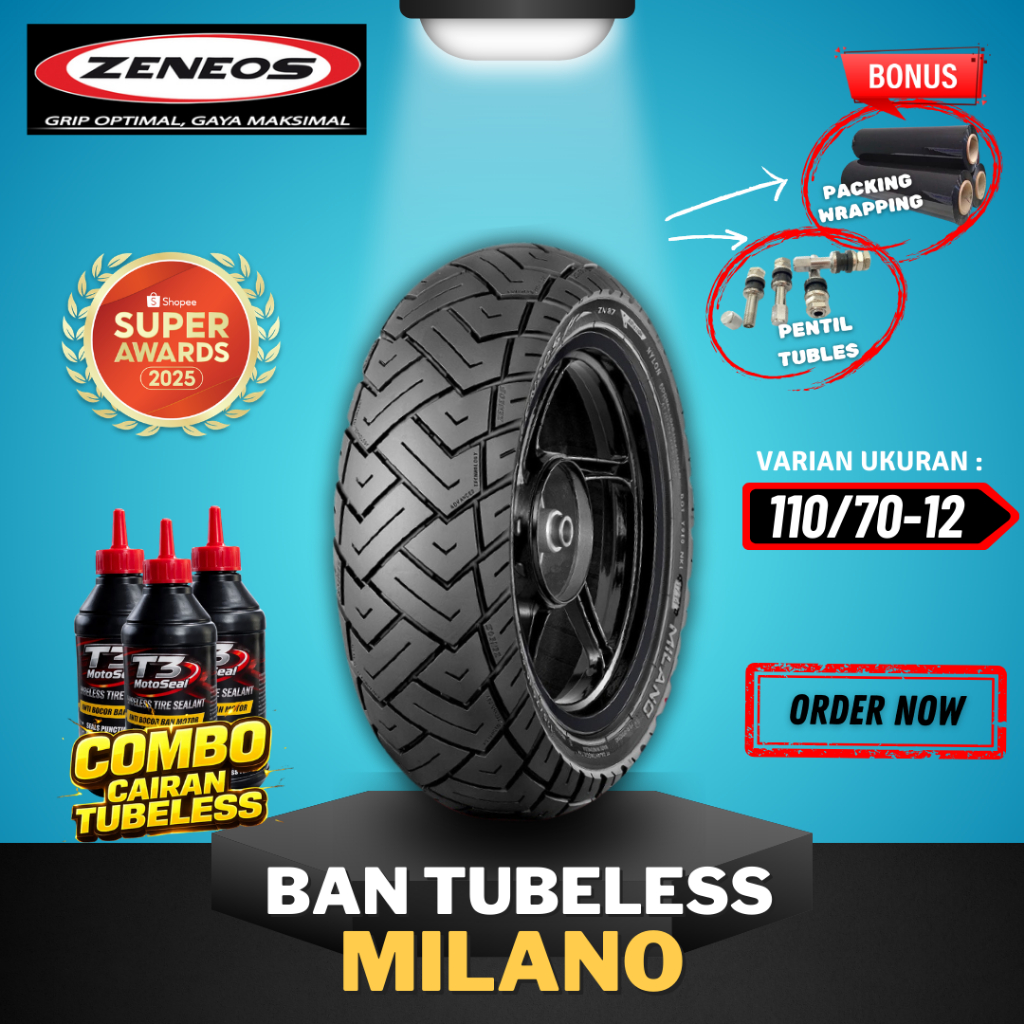 [READY COD] ZENEOS MILANO RING 12 /  BAN ZENEOS MILANO 110/70-12 VESPA SCOOPY / BAN SCOOPY FREEGO / 