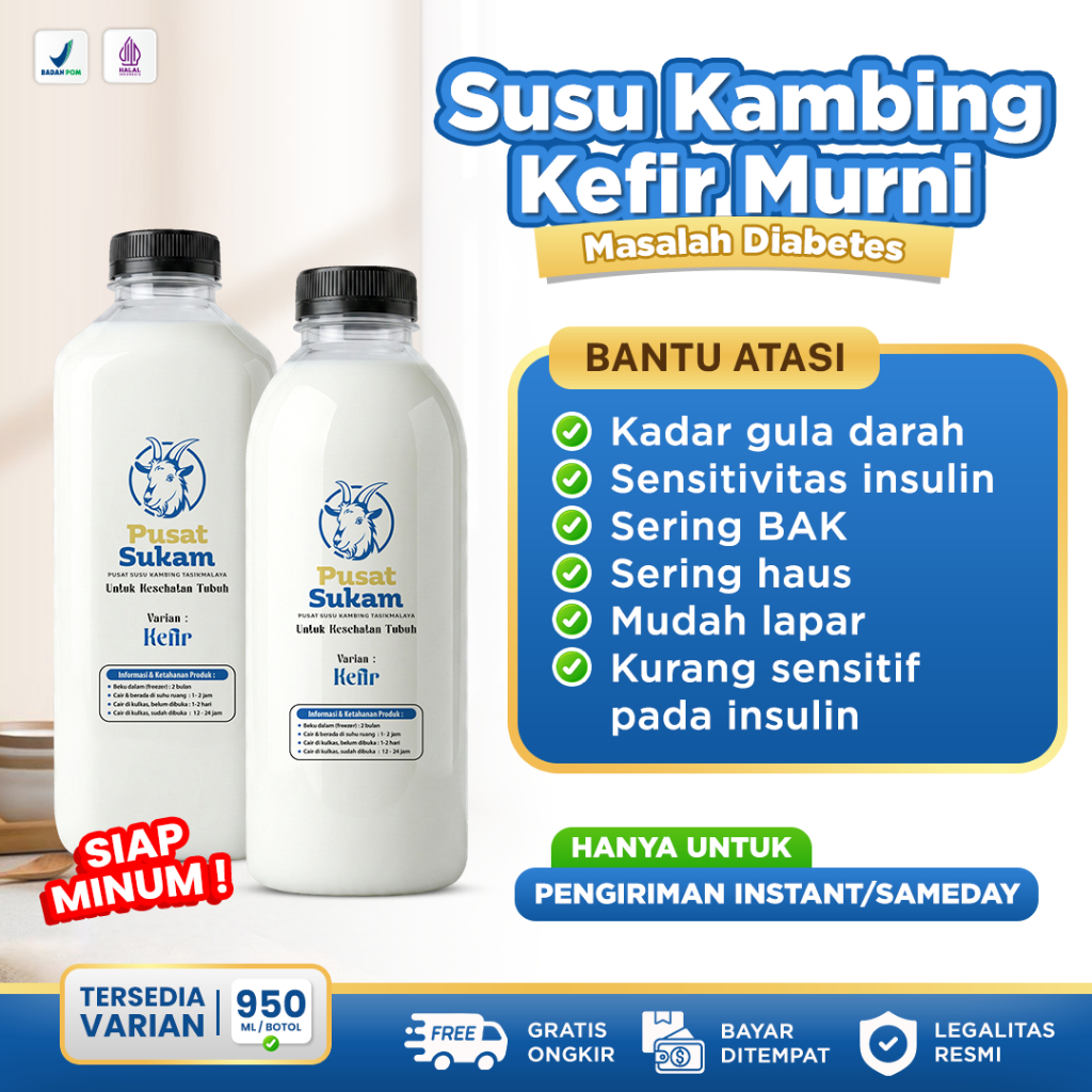 Kefir Susu Kambing Segar 100% Murni Siap Minum 950ml