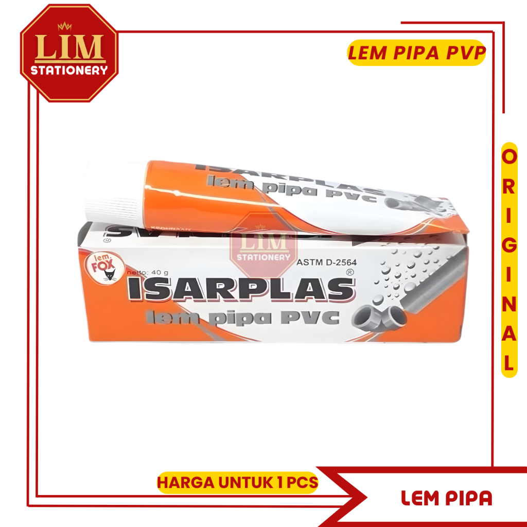 Lem Pipa PVC Isarplas 40 Gram Original – Lem PVC Kuat & Tahan Lama
