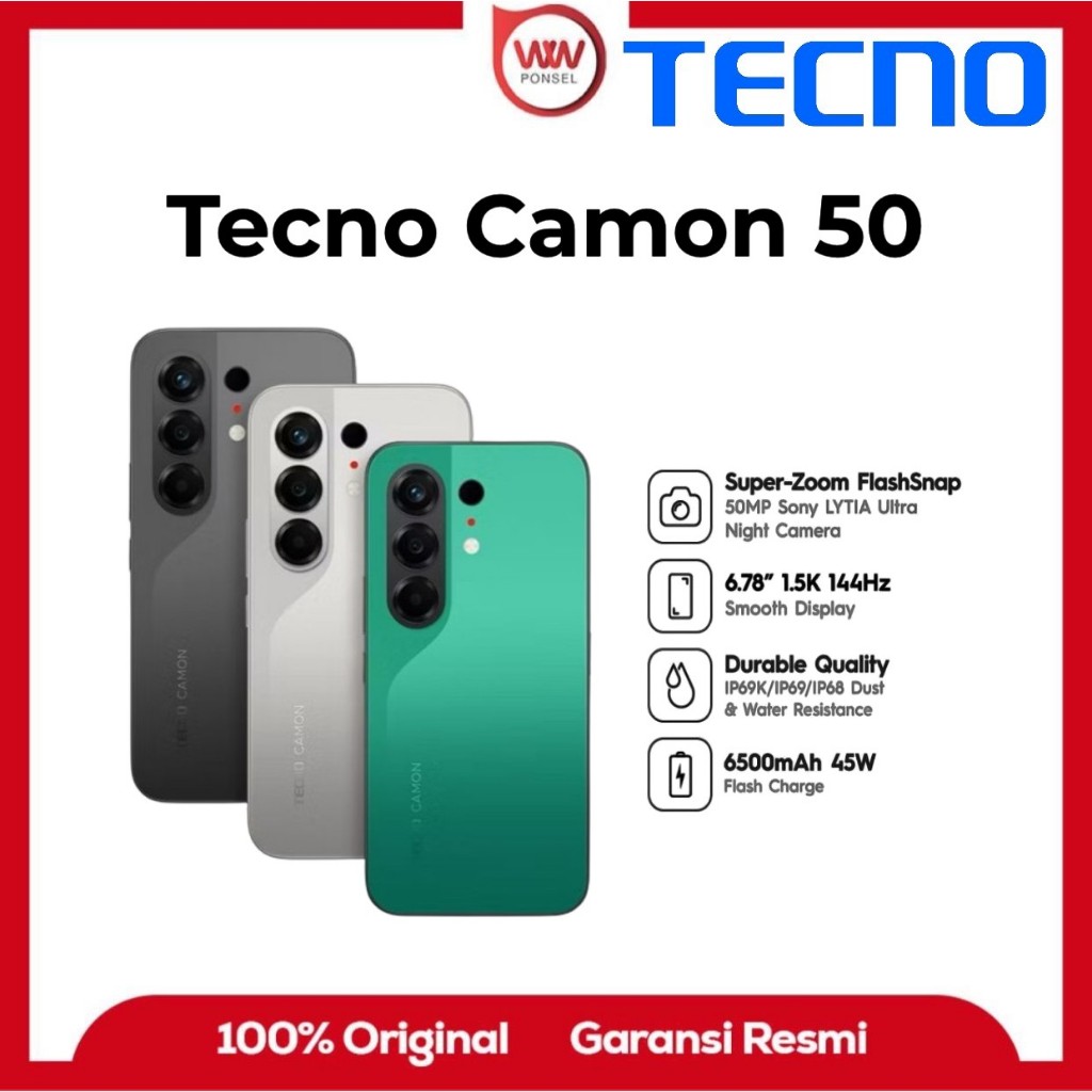 Hp Tecno Camon 50 Ram 12GB Internal 256GB Garansi Resmi