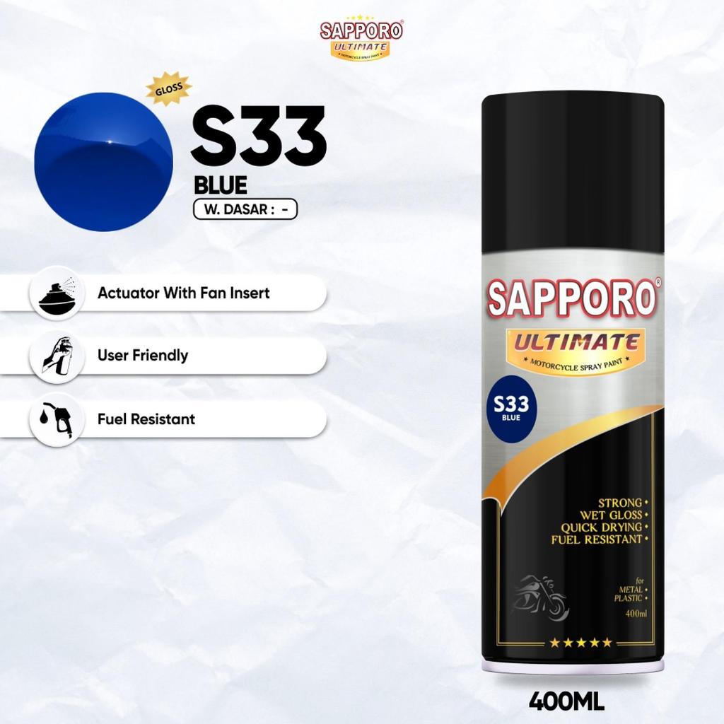 Sapporo Ultimate S33 Blue / Sapporo Ultimate / Cat Semprot / Cat Aerosol Terbaik / Sapporo Spray / S