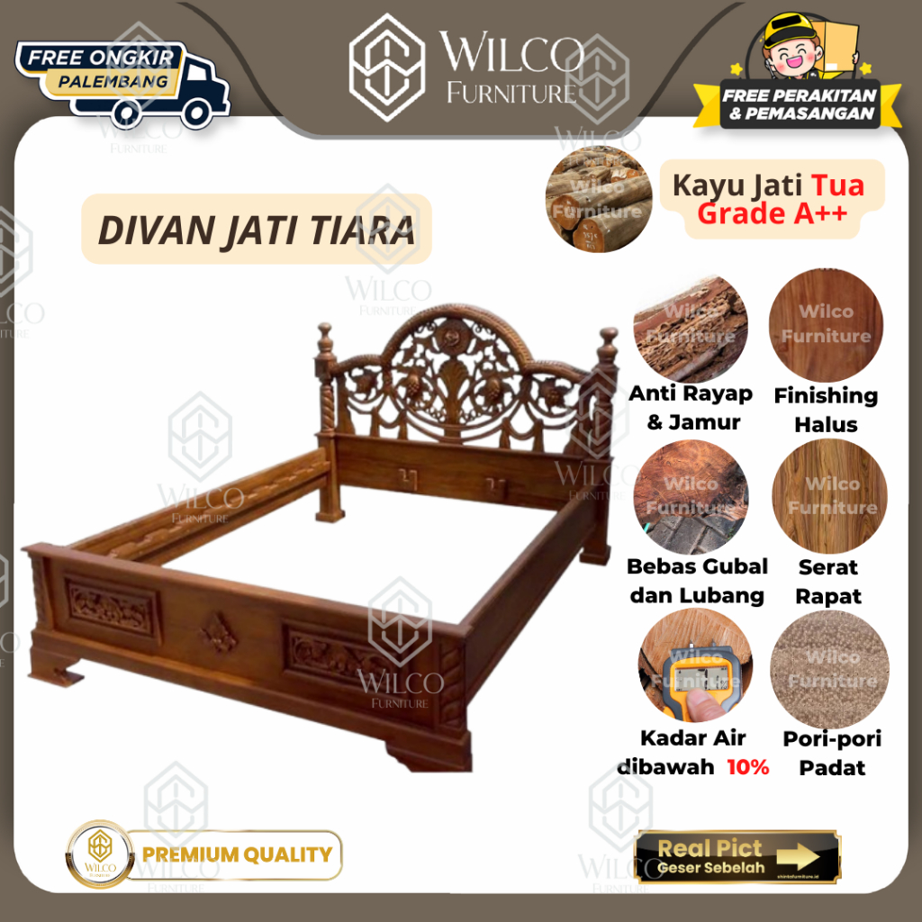 Divan Kayu Jati Tiara | Ranjang Kayu Minimalis JATIRA | Divan Jati Murah Palembang