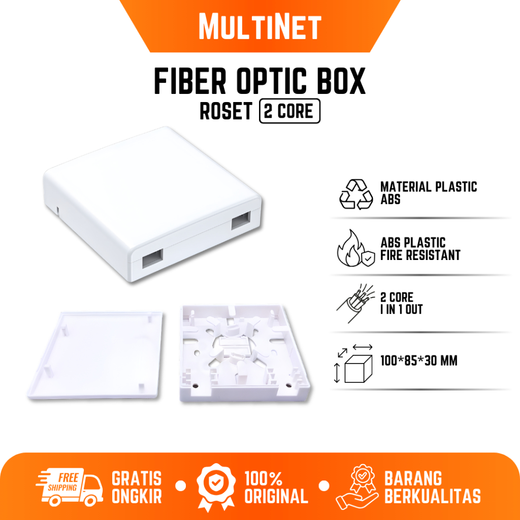 Roset Fiber Optik Box Putih 2 Core Tanpa Adaptor Kosongan Fiber Optik Box Panel