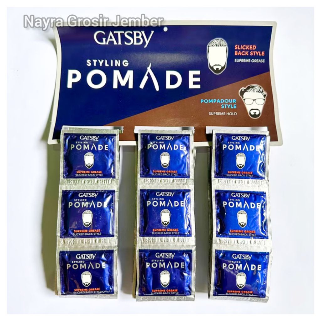 1 Pack 36 Sachet Pomade Gatsby Biru Minyak Rambut Wangi Rentengan