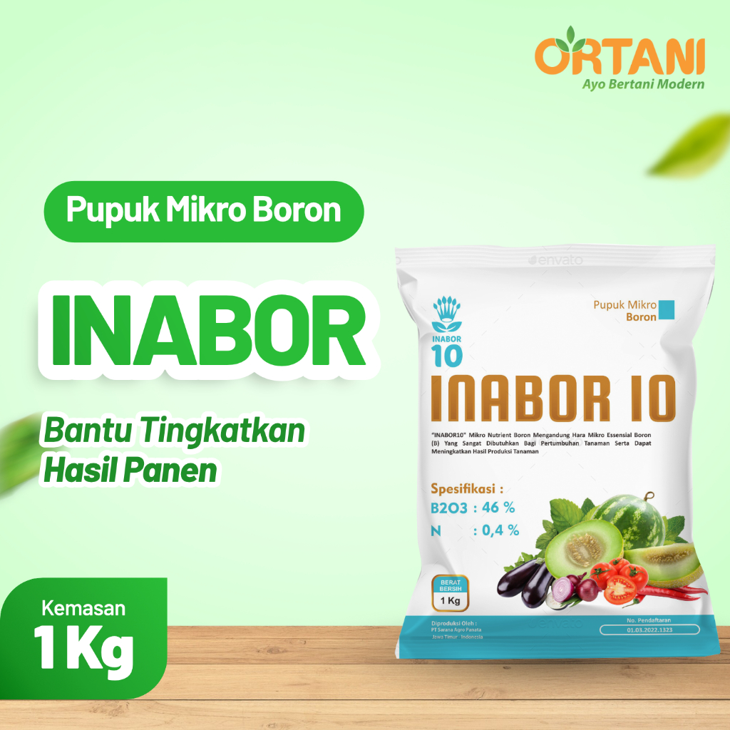 Pupuk Boron INABOR 10 kemasan 1 Kg Pupuk Murni Boron + Nitrogen