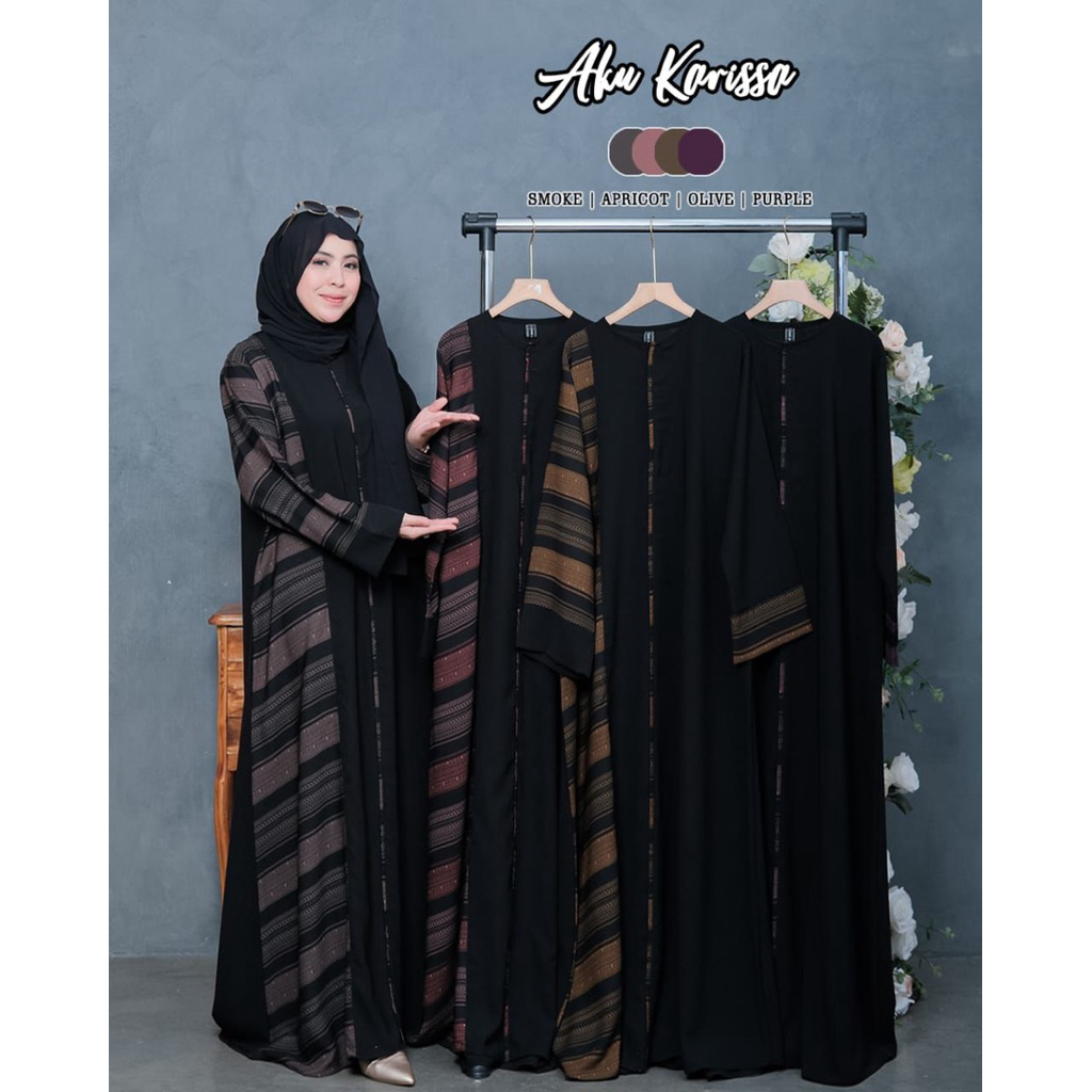 SYAFIKA ZEVALIA ZEANISA ABAYA MUSLIMAH TERBARU BY AKU KARISSA MATERIAL SABRINA MIX SAVANA MOTIF KEKI