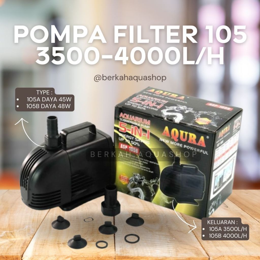 Power Head Pompa Celup AQURA ASP 105A - 105B // Mesin Kolam Ikan Koi Arwana 3500-4000L/H