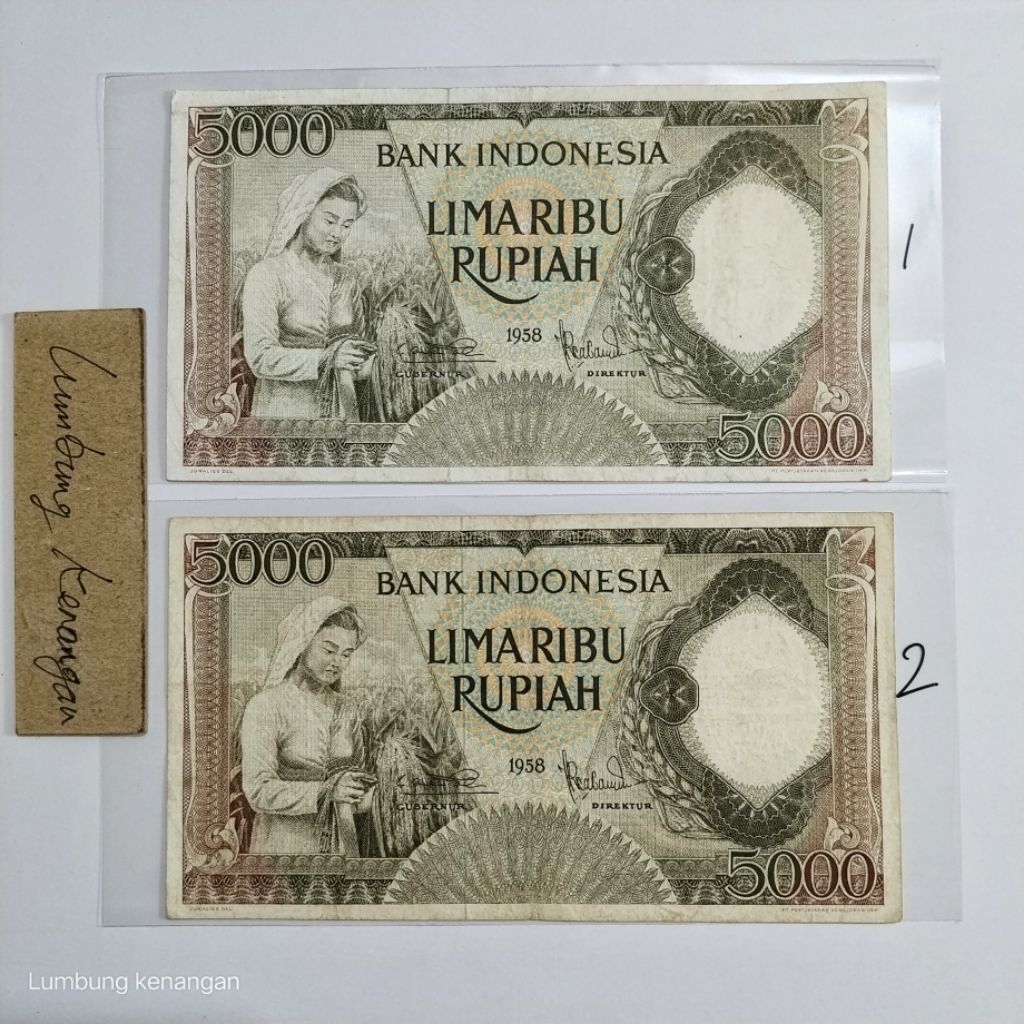 uang kuno Pekerja 5000 Rupiah 1958