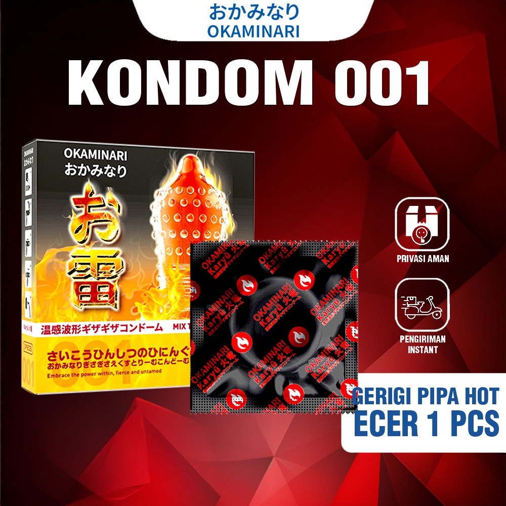Okaminari Kondom Bergerigi Pipa Tebal Hot Jepang 001 - Varian Eceran 1 Pcs ( Saset )