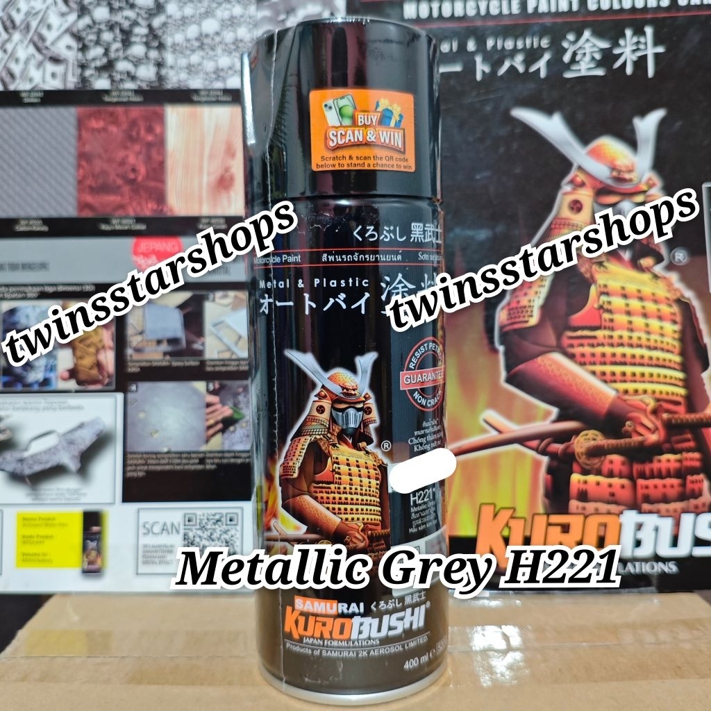 Pilok Pilox Pylox Cat Samurai Metallic Grey H221 Abu Metalik 221 Glossy Mengkilap 400cc Spray Paint