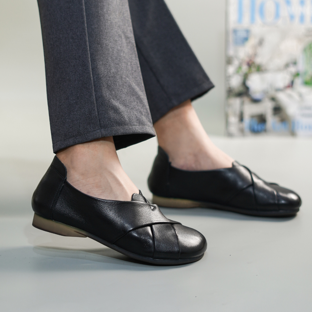 Pollux Monday WBB 3367 - Sepatu Kerja Wanita Bahan Kulit Asli | Sepatu Flat Loafer Kekinian
