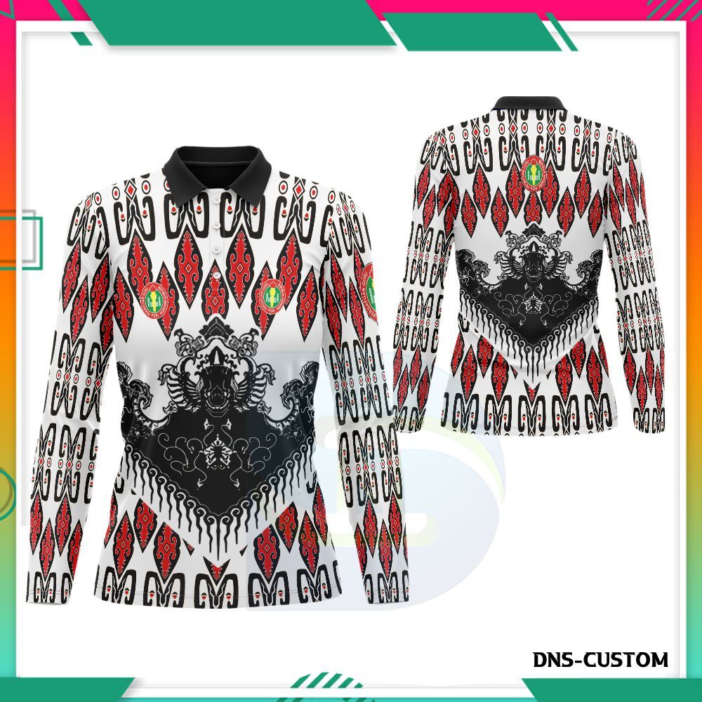 Seragam Guru PGRI Wanita Kaos Polo Fullprint Batik