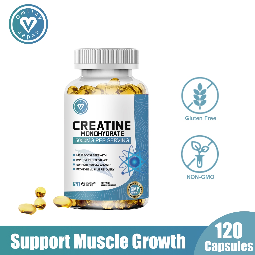 Omilay Creatine Capsule Support Muscle Growth Creatine Monohydrate for Boost Endurance 120 Kapsul