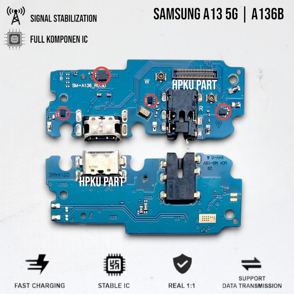 Flexible Konektor Charger + Mic Samsung A13 5G | A136B Original Full Komponen IC Board Charger Konek
