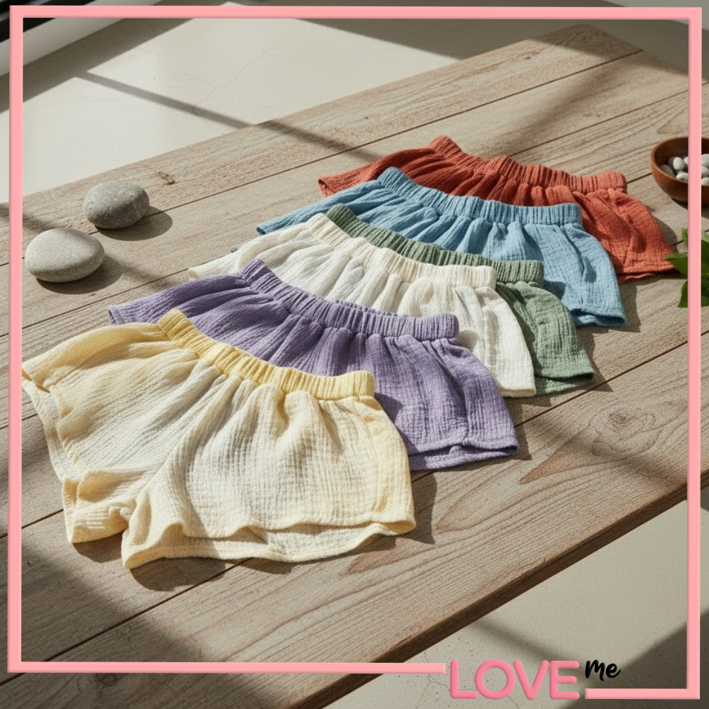 LOVEme Celana Pendek Wanita Ukuran One Size Bahan Polyester Solid Warna Motif Polosan Model Shortpan