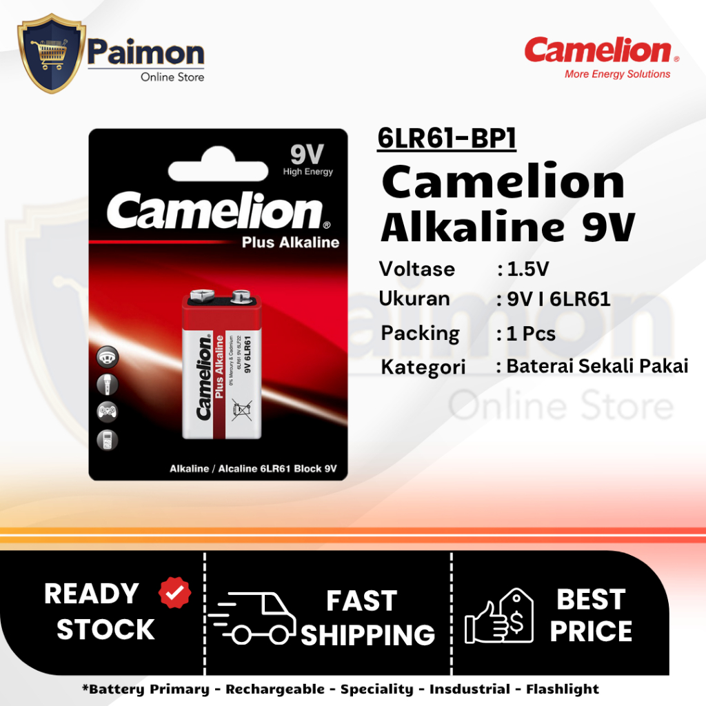 Baterai Alkaline 9V Kotak Camelion Alkaline 9V Baterai Kotak 9V
