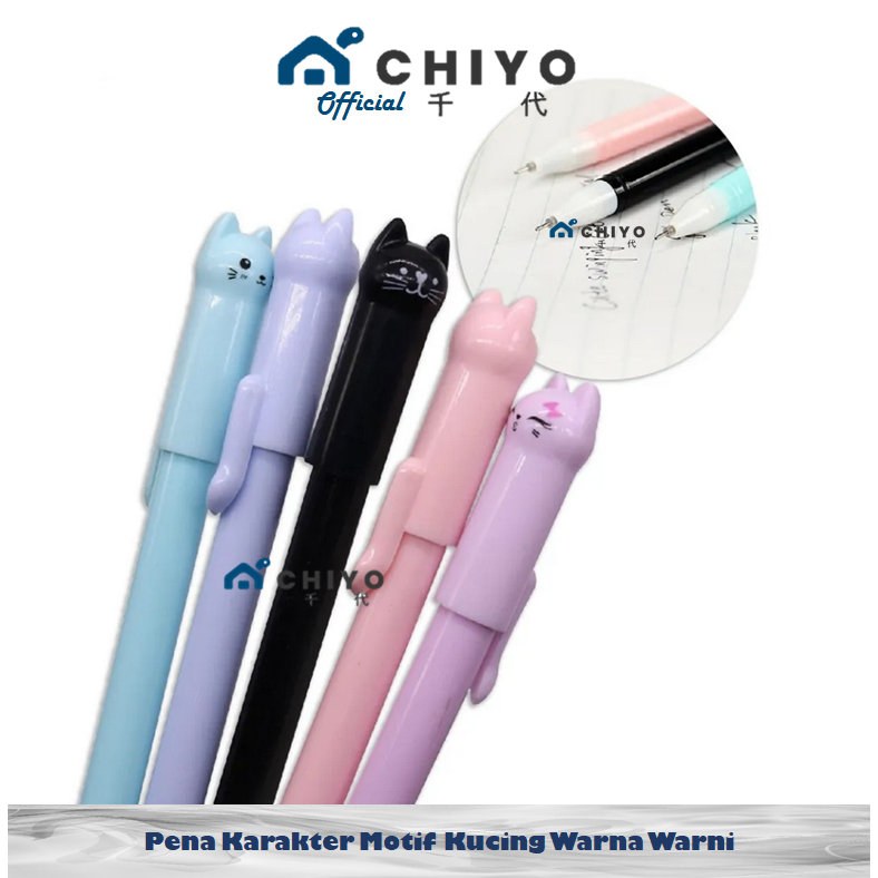 BISA COD Pena Karakter Motif Kucing Warna Warni / Pulpen Karakter Gel Imut / Bolpen Lucu Murah Impor