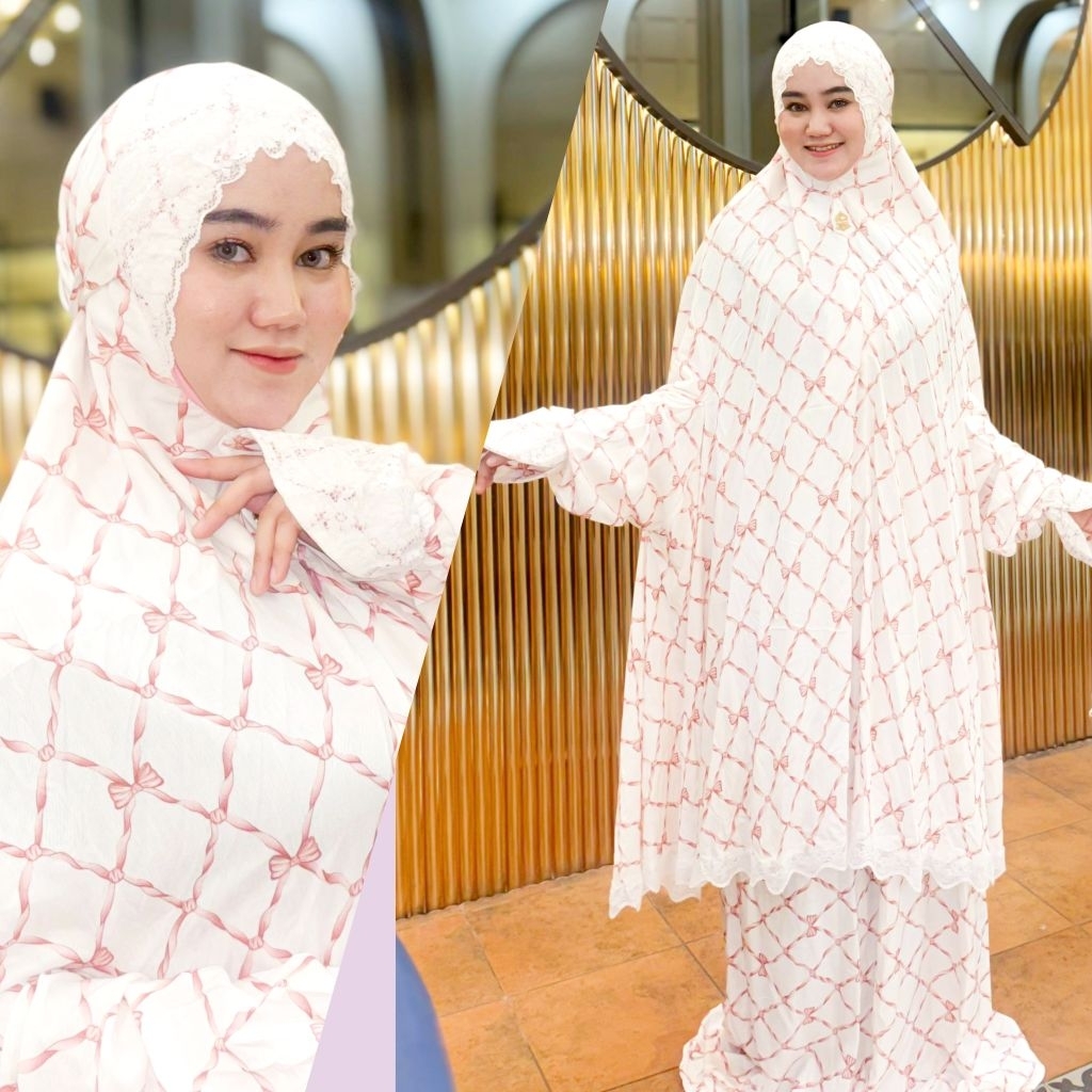 Mukena Aleesha by Elkisa/mukena aleena /mukena khadijah/mukena malay/mukena atas bawah berlengan/SAL