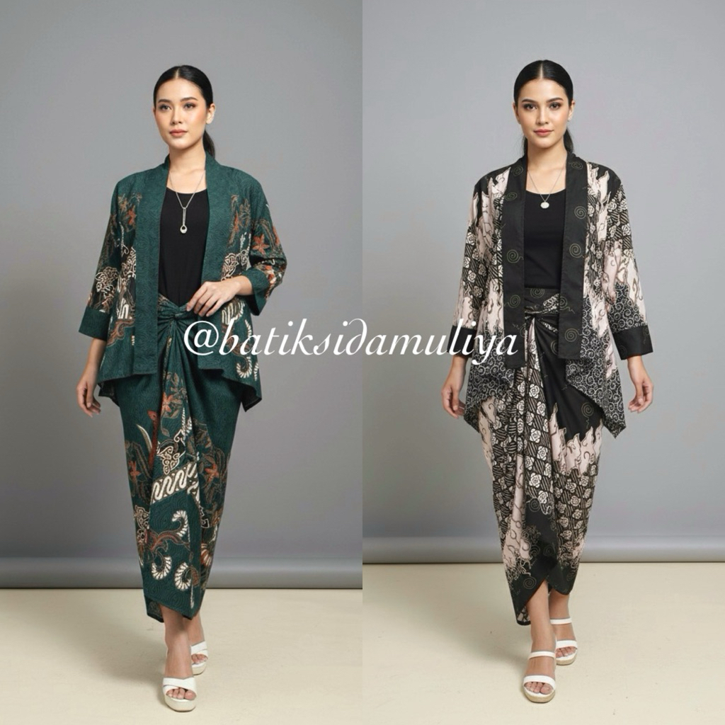 One Set Batik Wanita Atasan Setelan Outer Rok Lilit By Batik Sidamuliya