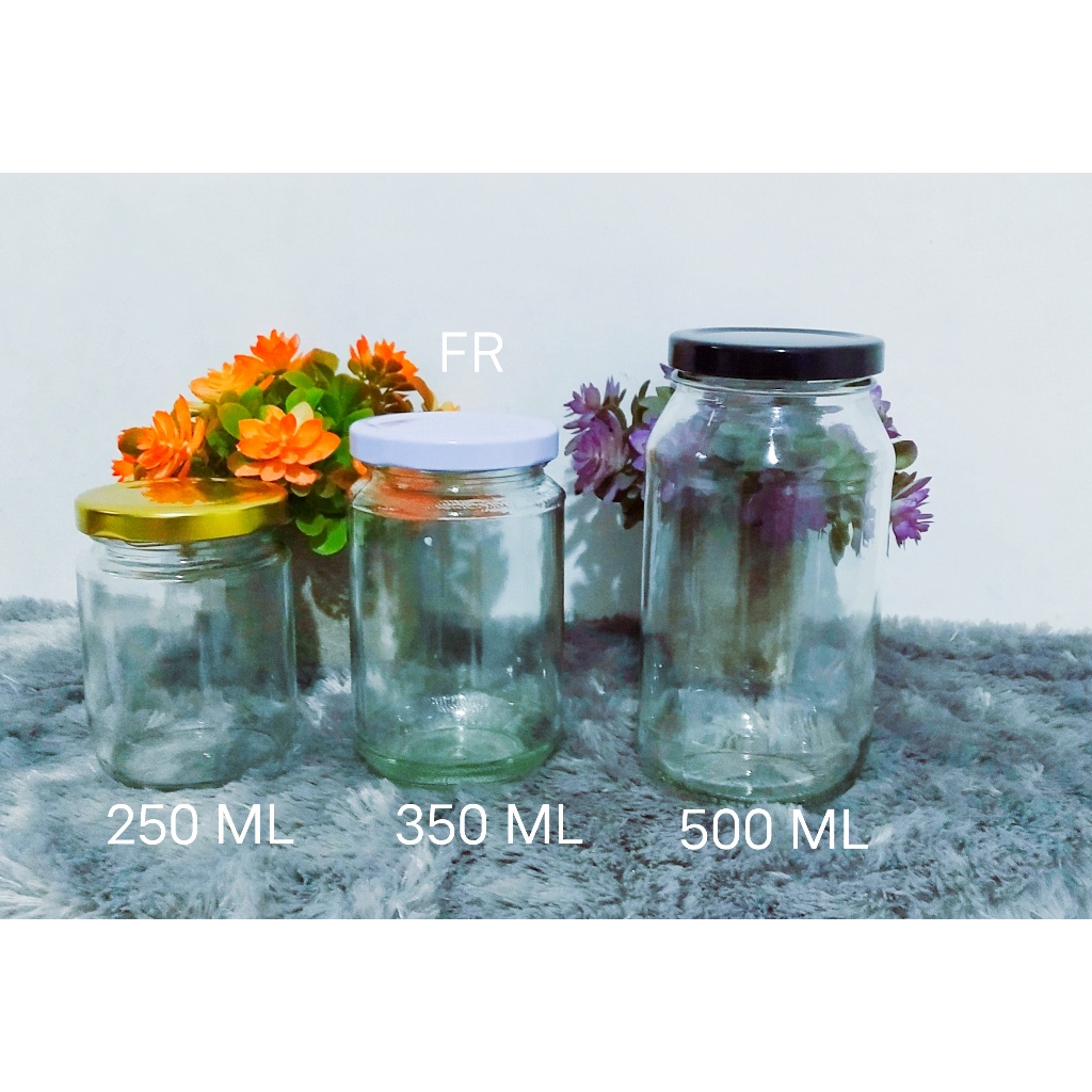 Toples jar kaca toples selai toples serbaguna 250ml 350ml 500ml plus tutup