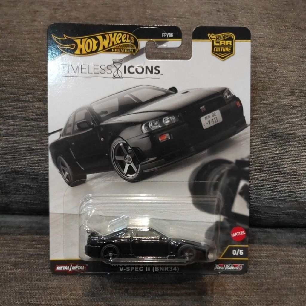 Hotwheels Timeless Icons Nissan Skyline GTR R34 Chase Hitam (BACA DESKRIPSI) (FREE PROTEKTOR)