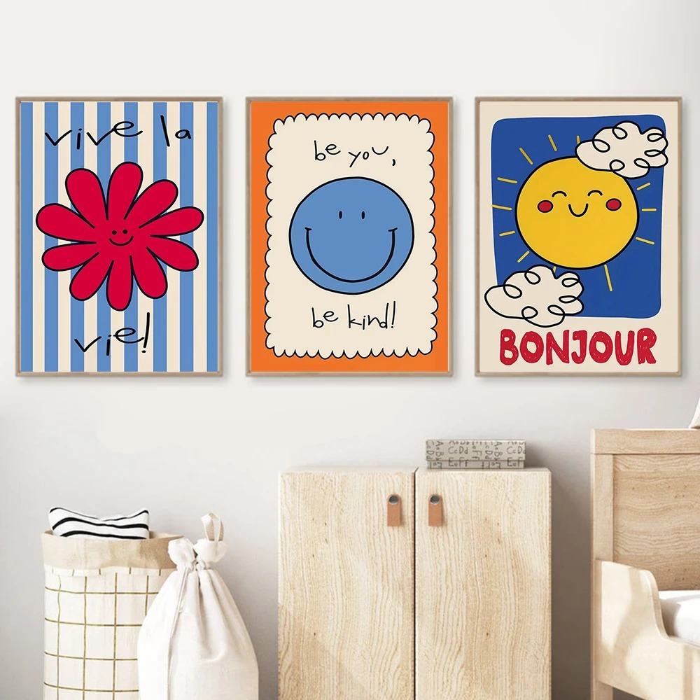 Hiasan Dinding Kamar Anak Cewek Cowok Poster Kartun Lucu Hewan Dekorasi Ruang Bermain Estetik Set