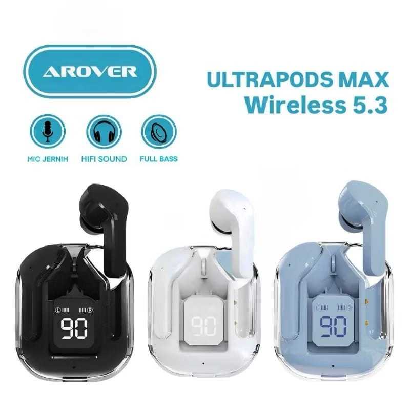 TWS EARPODS ULTRAPODS MAX BLUETOOTH AROVER 5.3 GREAT A++ SUARA DAN MIC DIJAMIN JERNIH DAN MERDU