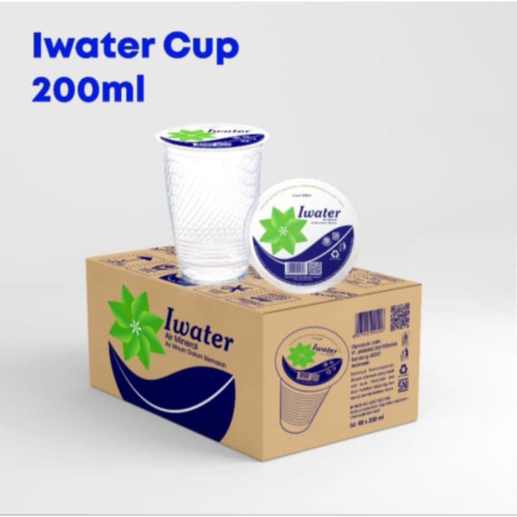 Air Mineral Gelas Cup Iwater 200 ml ( satu dus isi 48 pcs )