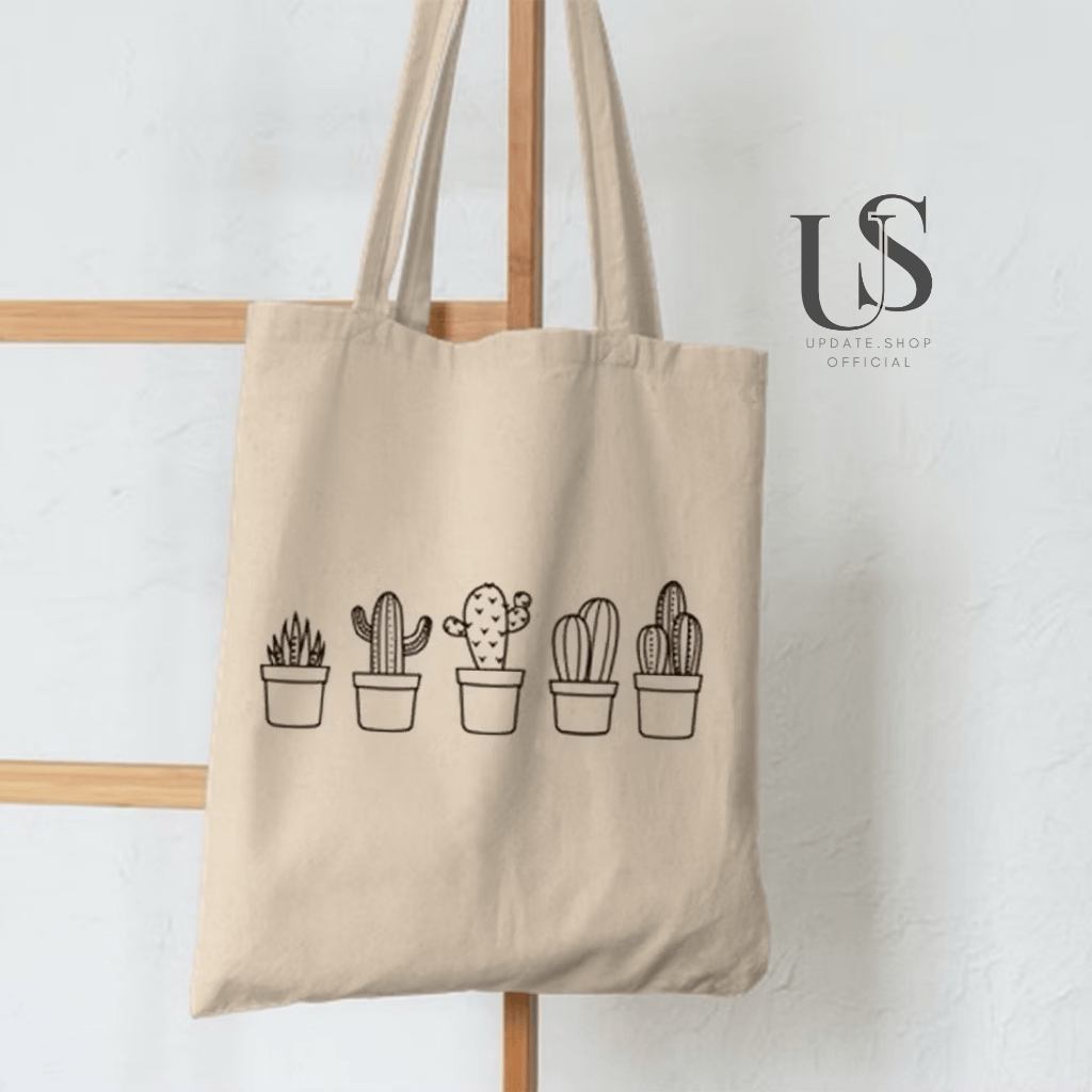 TAS SELEMPANG WANITA MODEL TOTEBAG [RESLETING] TERLARIS KAKTUS TOTEBAG SEMI KANVAS | TOTEBAG KULIT |