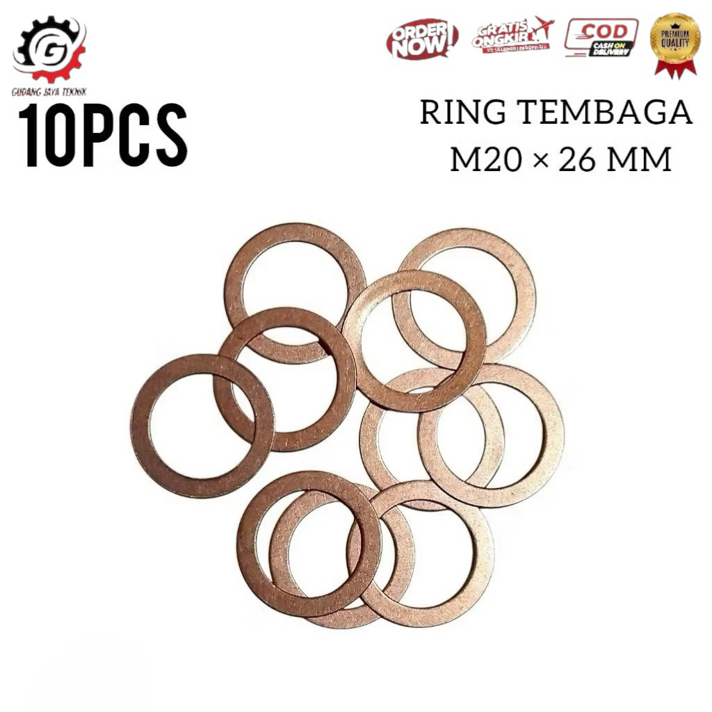 M20 × 26mm Ring Tembaga Copper Washer 20mm (isi 10pcs)