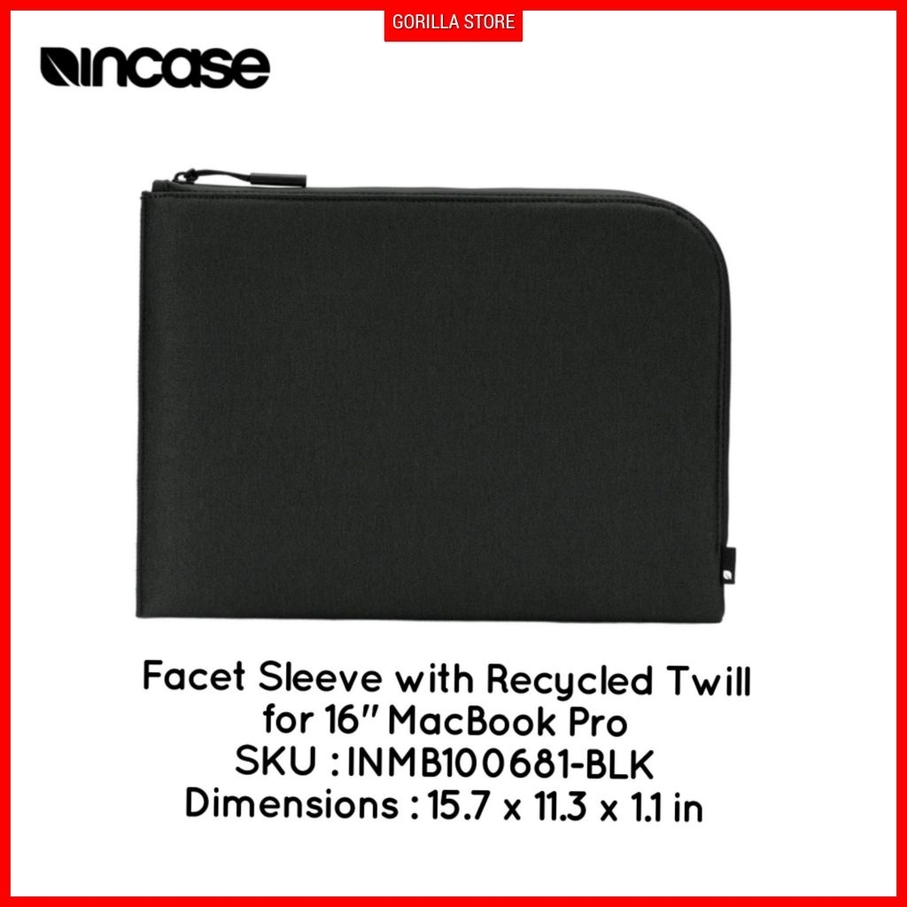 Incase Facet Sleeve with Recycled Twill for 16" MacBook Pro (INMB100681-BLK) - Black