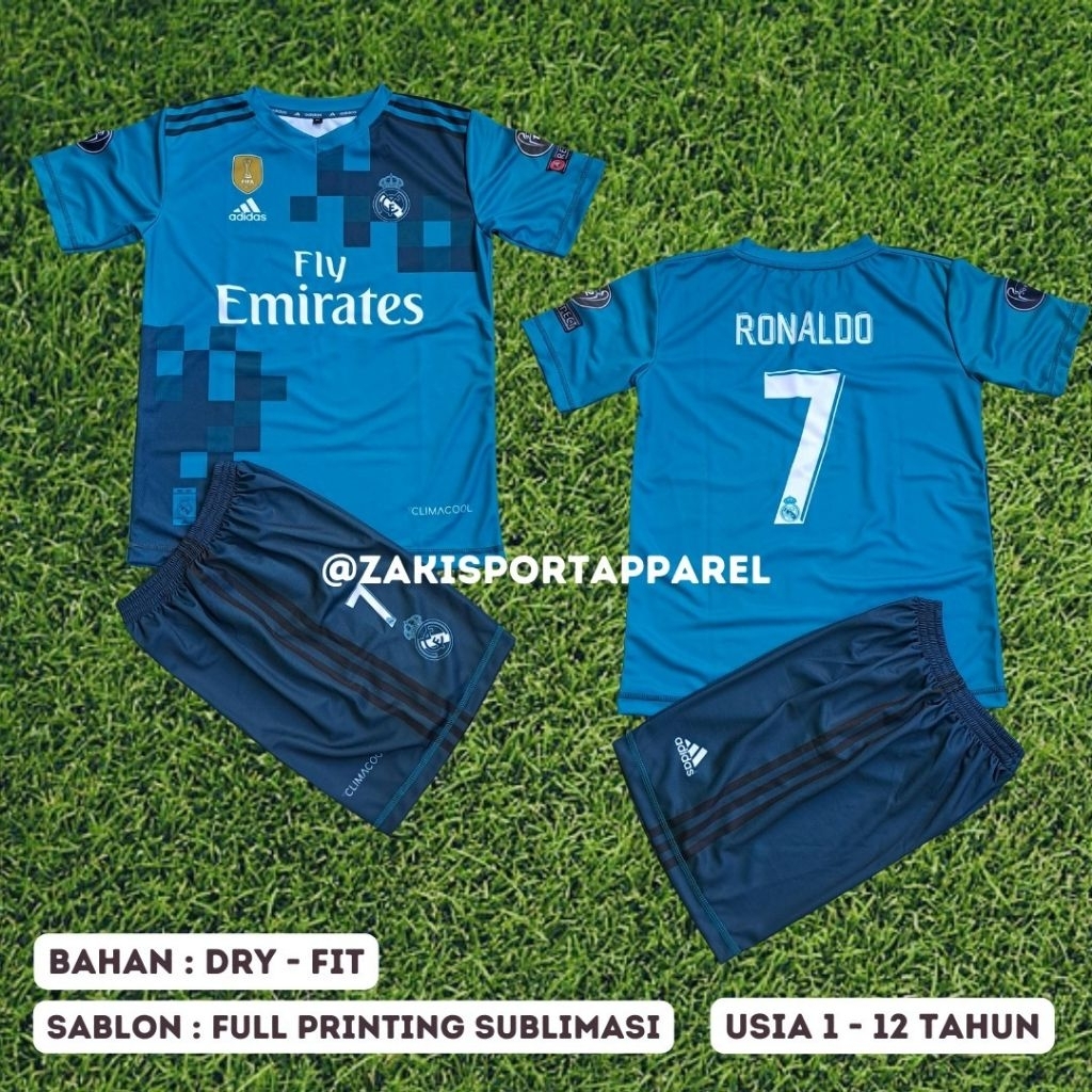 Jersey Real Madrid Anak 2017 Pesan nama No punggung sendiri / Setelan Baju Bola Anak Madrid Retro / 