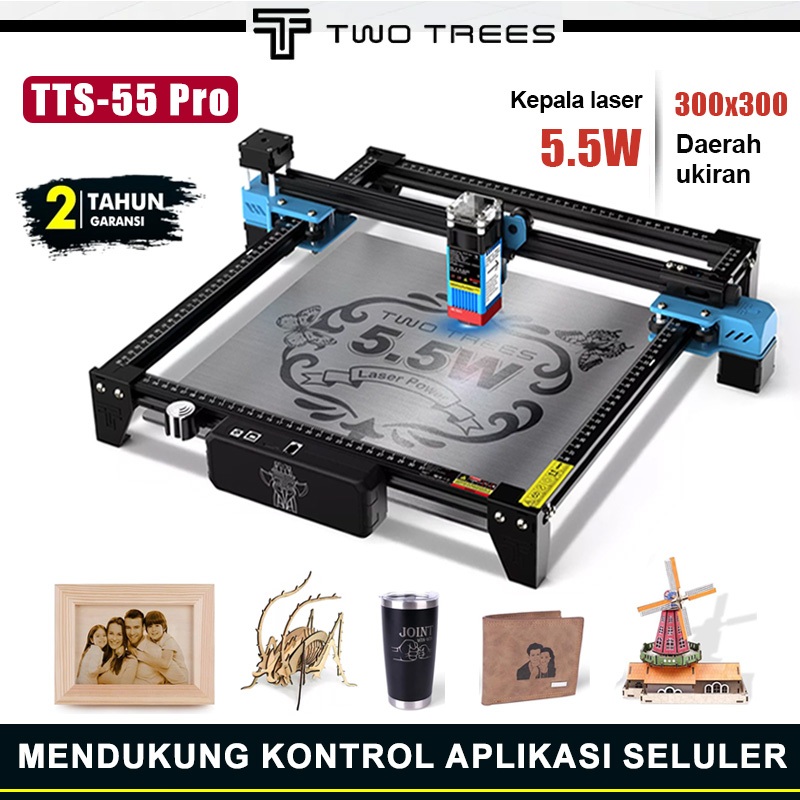 Tts-55 Pro Mesin Laser Cutting Laser Engraverwith Wifi Offline Control 5.5W Mesin Laser Cutting