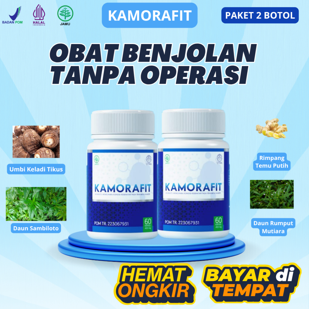 KAMORAFIT Paket 2 Botol Suplemen Herbal Atasi Benjolan Tubuh Lipoma, Miom, Tiroid Tanpa Operasi BPOM