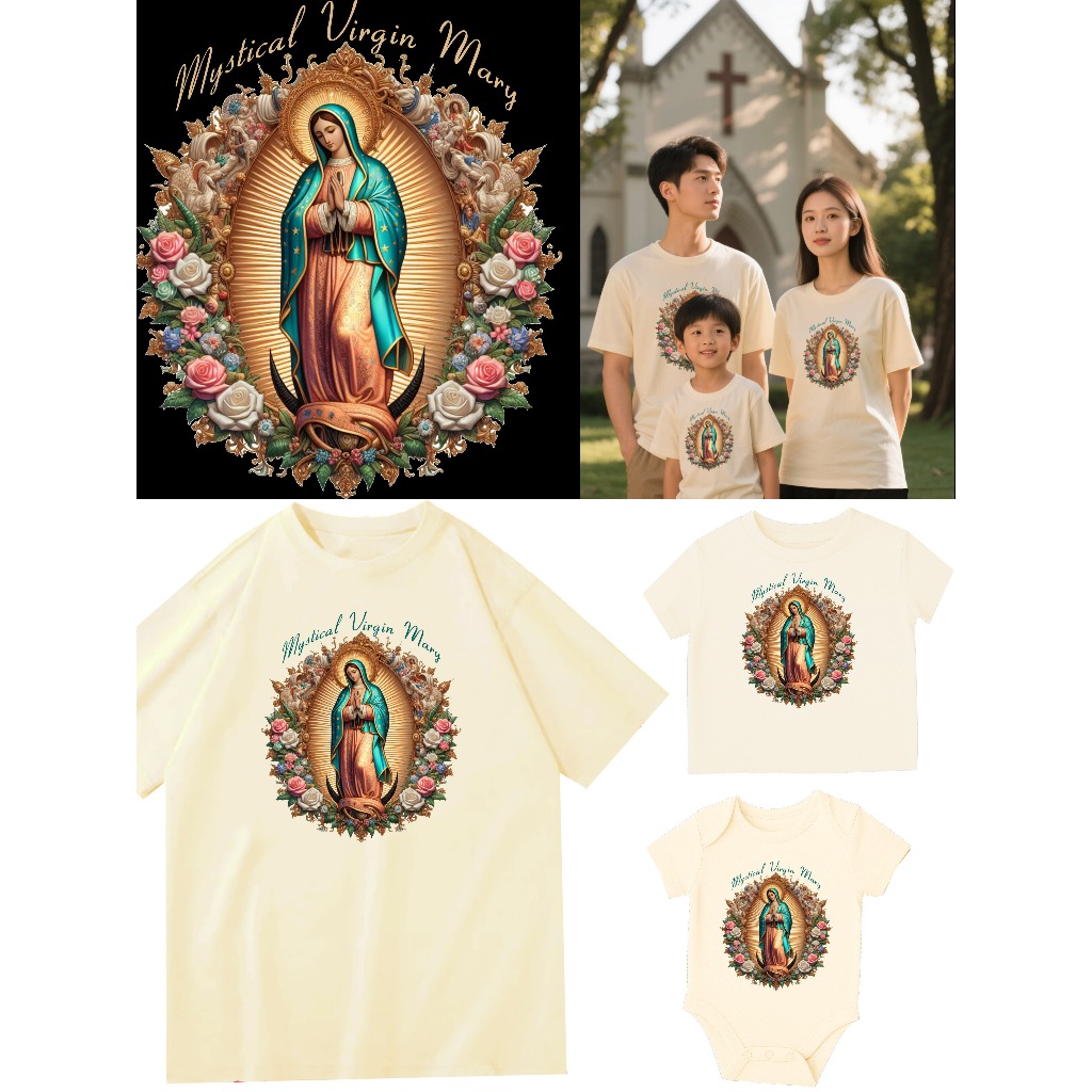 Kaos Bunda Maria Mystical Virgin Mary Tshirt Catholic Tshirt Kaos Rohani