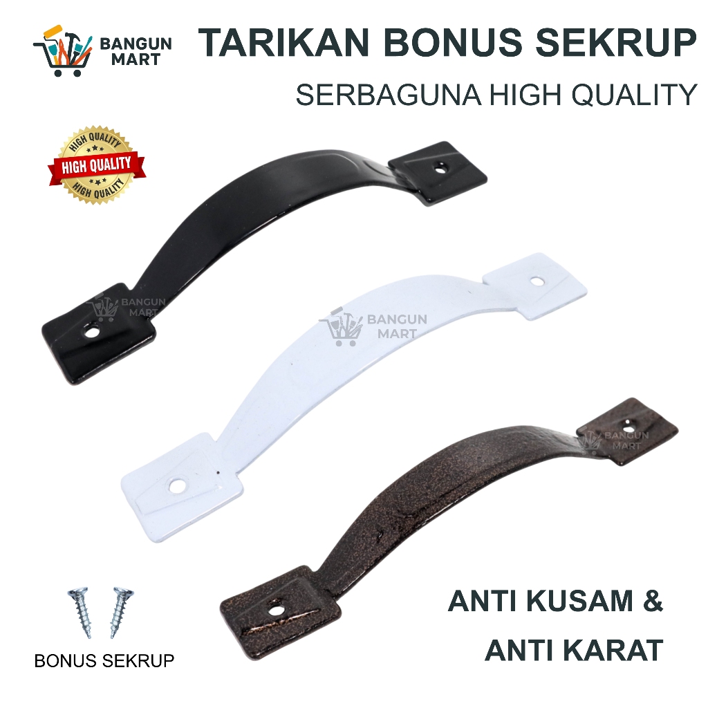TARIKAN LACI Handle Pintu Lemari Pegangan Handel Plat Besi model PLAT LEBAR / Tarikan Laci Besi puti