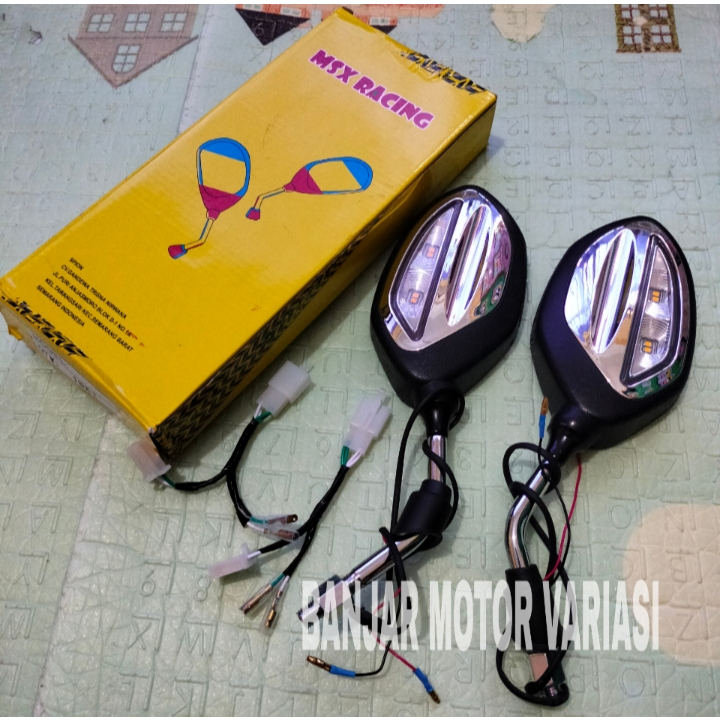 Spion Lampu Sen Running Sein Chrome Silver Model Beat Bisa H Y Universal Spion + Lampu Sen MSX Spion
