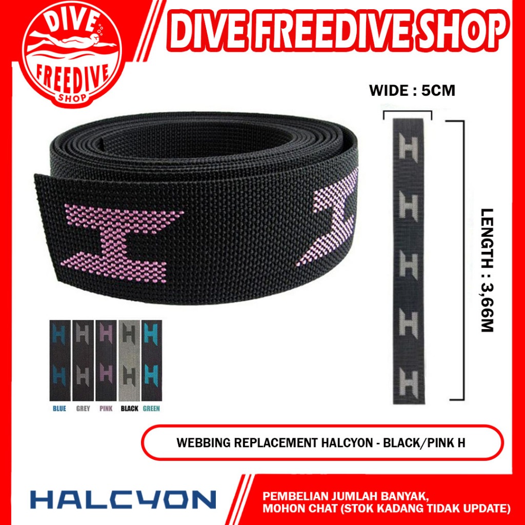 10.050.008 Webbing Replacement Halcyon For Secure Harness No Hardware Black/Pink Aksesoris BCD Selam