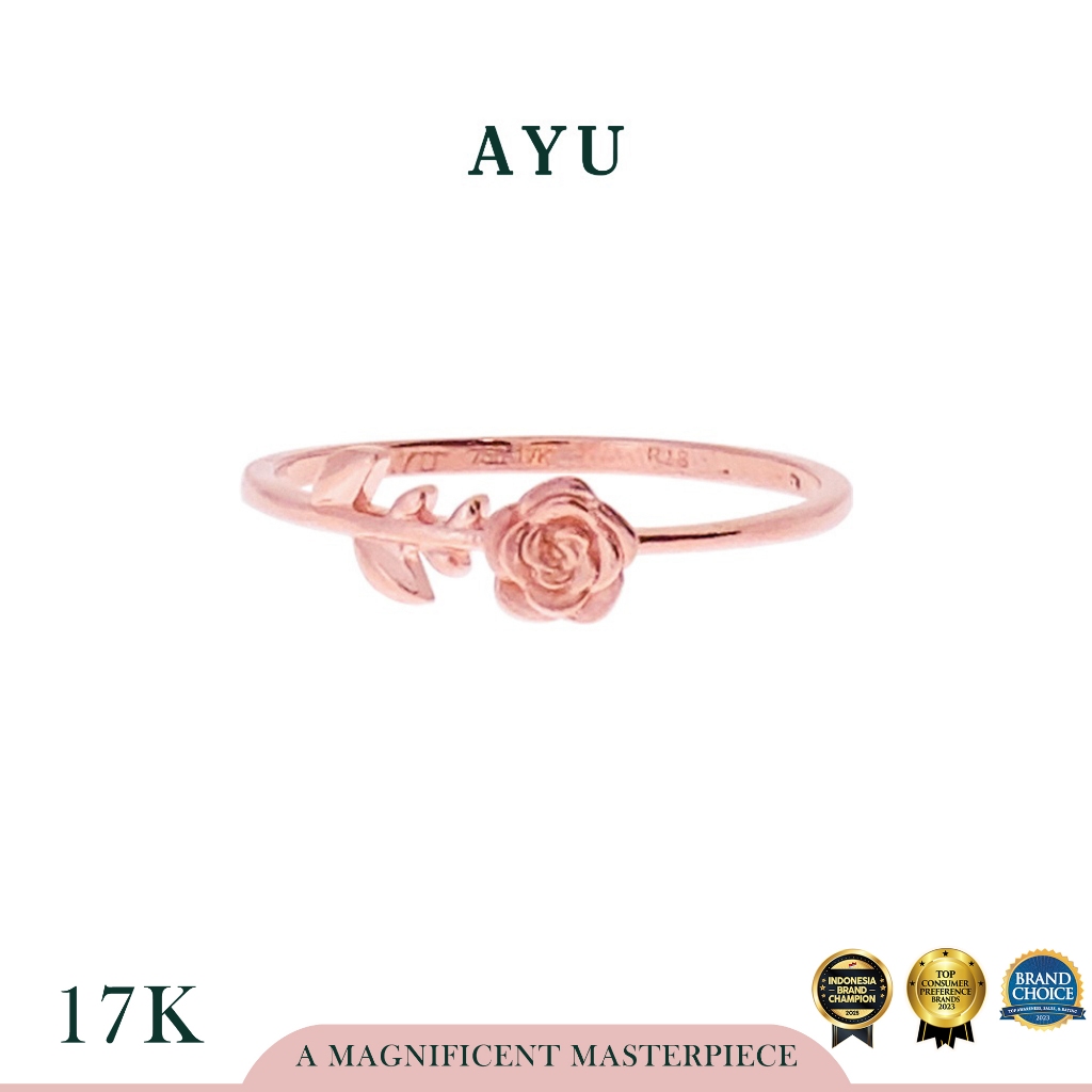 AYU Cincin Emas - Gold Enchanted Rose Ring 17K Rose Gold
