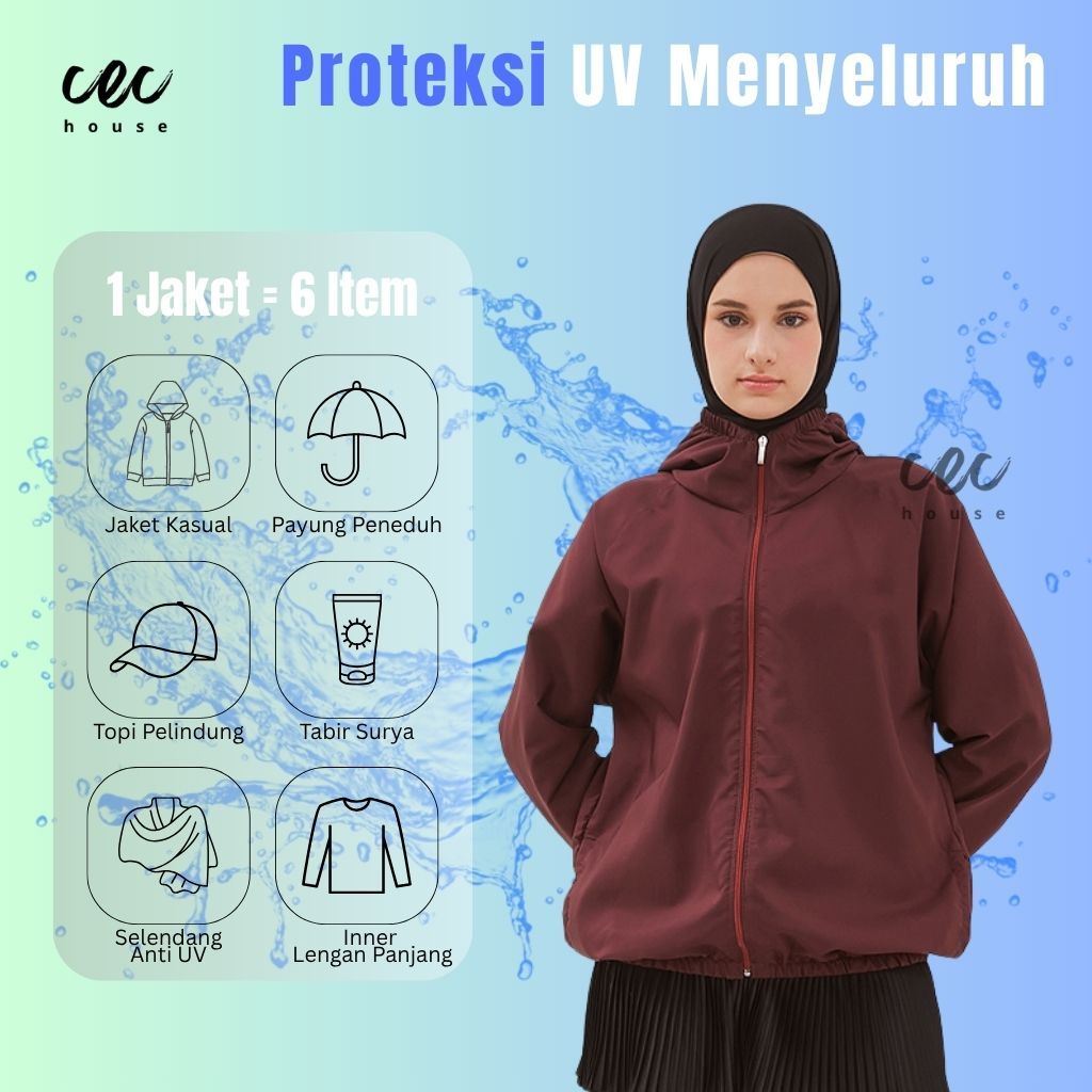 BESTPROMO Jaket Olahraga Parasut Polos Pria/Wanita mirip Uniqlo, UV Protection, Windbreaker, Sauna