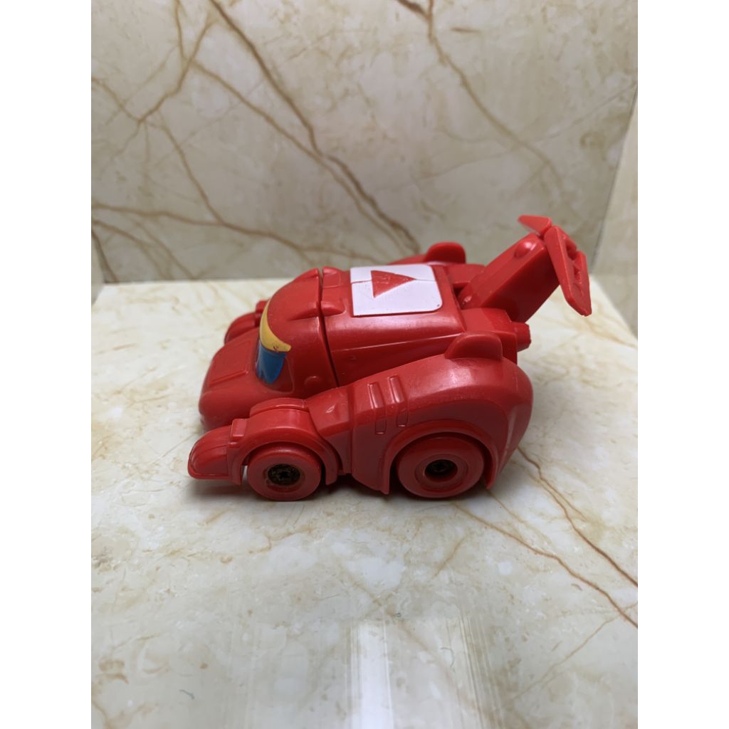 Gogo Dino Figure Mini Jett Super Wings Merah Transformasi - Mainan Koleksi Pesawat Robot Anak
