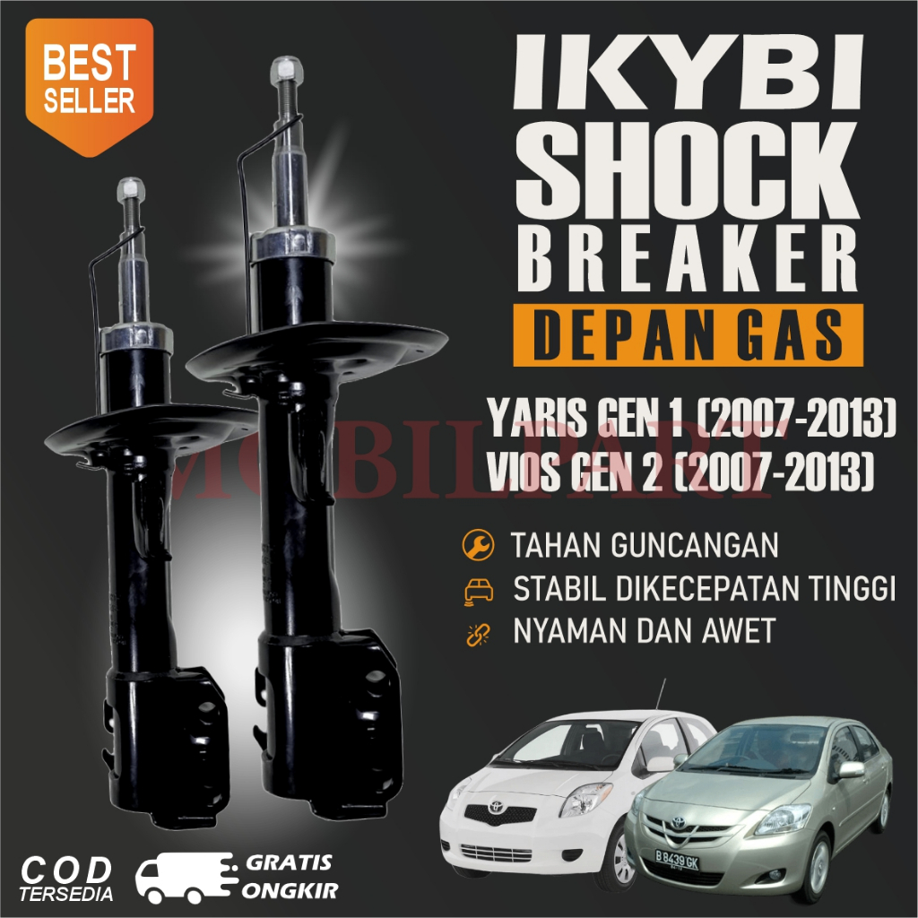 Shockbreaker Depan Gas IKYBI -  Yaris Gen 1 Vios Gen 2 (2007-2013)