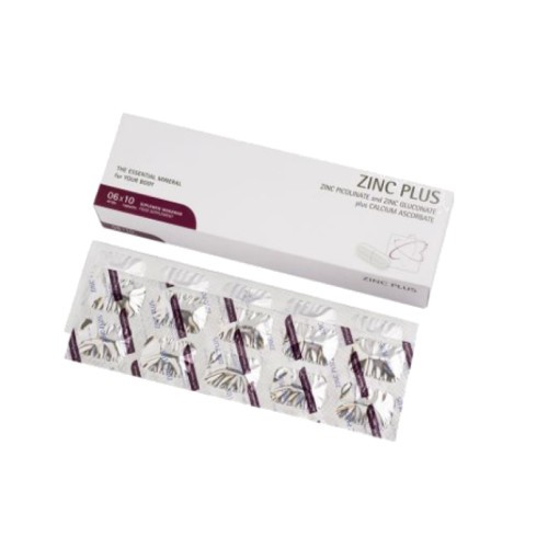 ZINC PLUS Untuk Jerawat Rambut Rontok Vitamin C [1 strip] 10 Kapsul