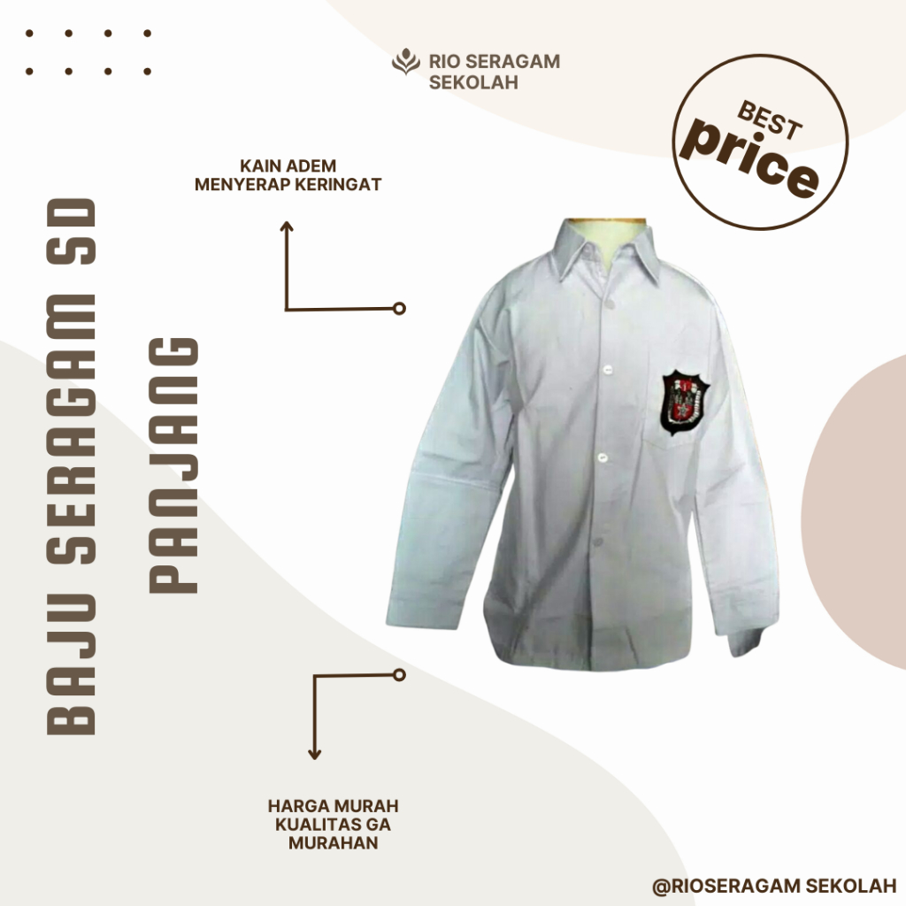 BAJU SERAGAM SD PANJANG / KEMAJA SD / SERAGAM SEKOLAH PANJANG SD / BAJU SERAGAM SEKOLAH PANJANG SD