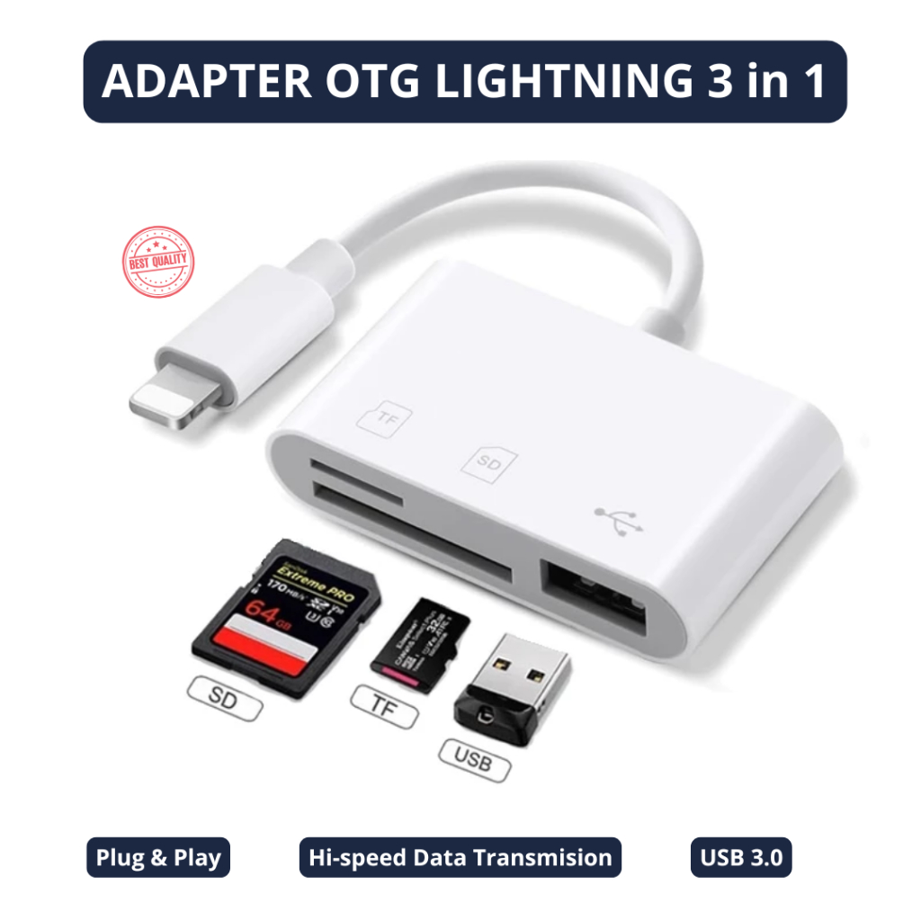OTG Card Reader USB HUB Lightning  3 in 1 3.0 USB FlashDisk TF Micro SD Card Adapter Converter