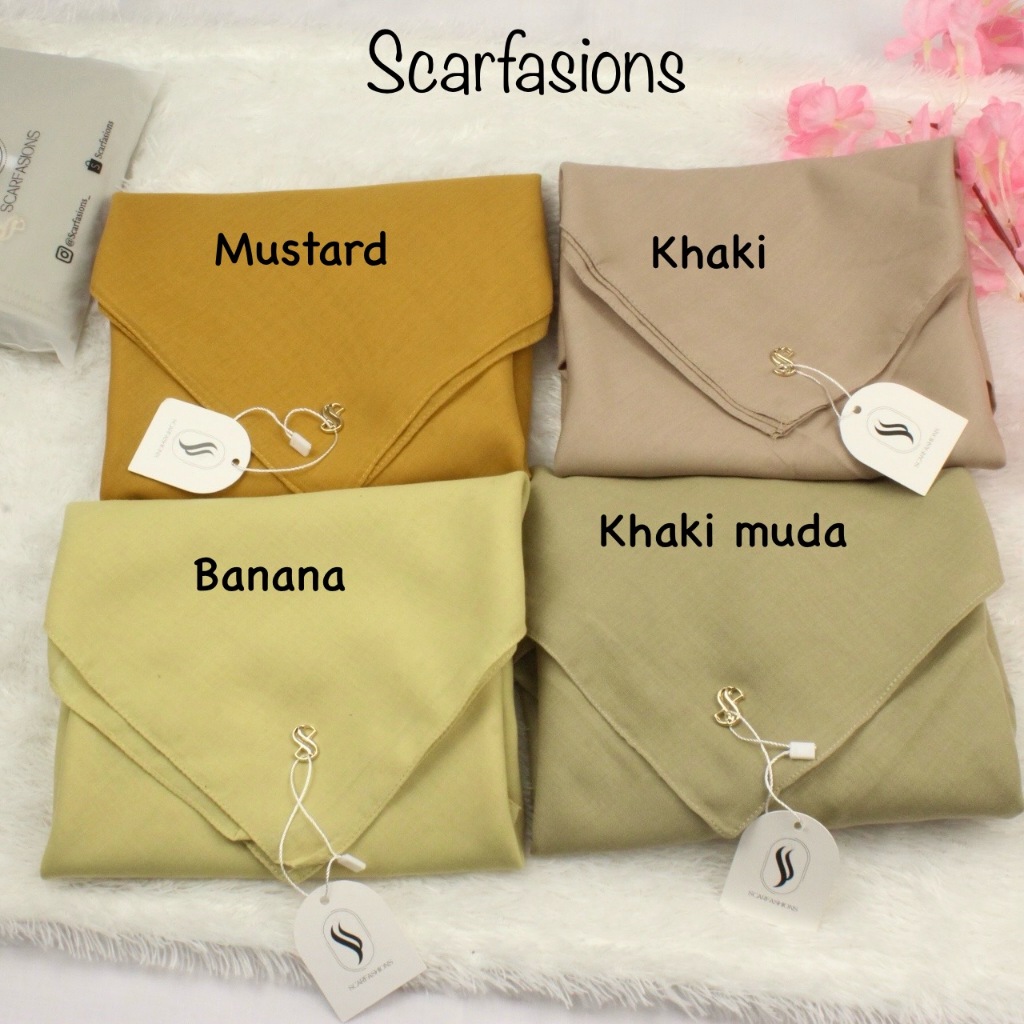 Jilbab Khaki Muda PNS Hijab Segiempat voal Premium Kerudung Dinas ASN Warna Khaky by scarfasions