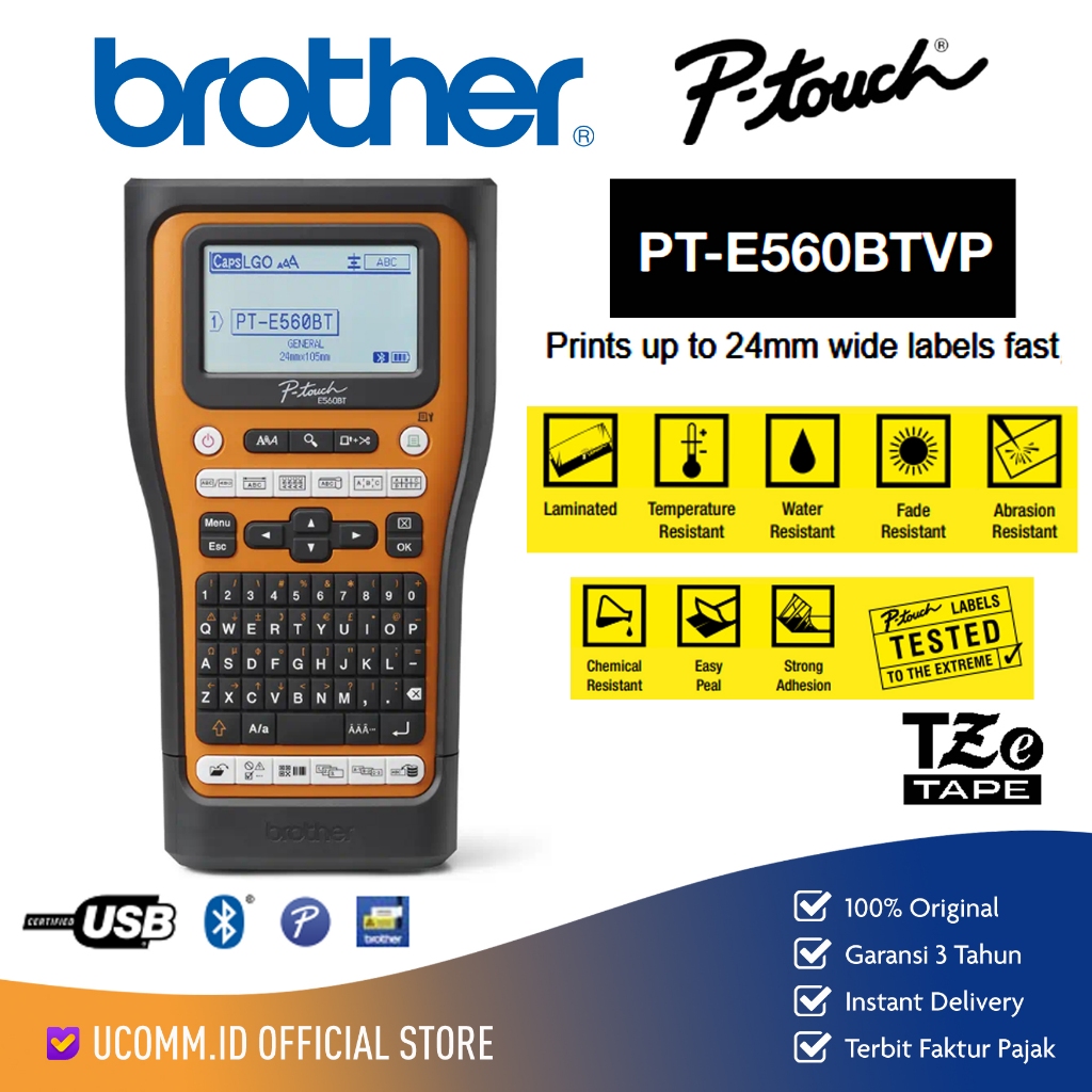 BROTHER Printer PT E560 BTVP E560 Label Wireless Handheld Up to 24mm Brother Label PTouch E560 BT Se